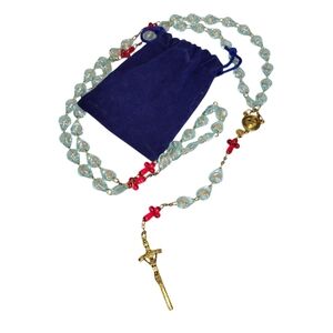 Agni Fetus Rosary Blue Glass Beads Red Cross Crucifix Catholic Pro Life Rosary